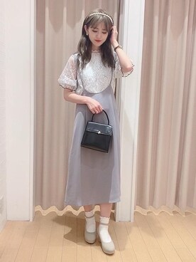 「サス付スカート」｜マジェスティックレゴンアミュプラザ鹿児島店スタッフさん（レディース・162cm）の夏コーディネート