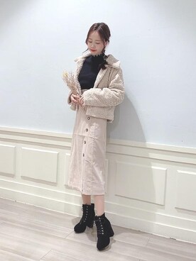 「白黒」｜「アイテム（その他アウター）」を使った、マジェスティックレゴンアミュプラザ鹿児島店スタッフさん（レディース・165cm）の秋コーディネート