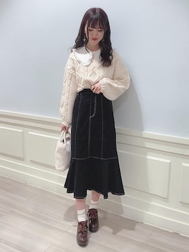 「丸襟ブラウス」｜マジェスティックレゴンアミュプラザ鹿児島店スタッフさん（レディース・162cm）の冬コーディネート