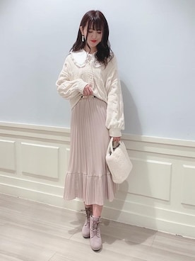 「丸襟ブラウス」｜マジェスティックレゴンアミュプラザ鹿児島店スタッフさん（レディース・162cm）の冬コーディネート