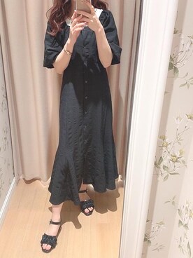「ロング」｜「アイテム（タンクトップ）」を使った、マジェスティックレゴンアミュプラザ鹿児島店スタッフさん（レディース・162cm）の春コーディネート