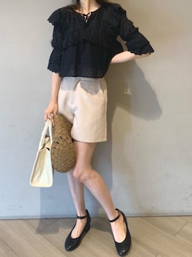 「ショーパン」｜「アイテム（帽子）」を使った、マジェスティックレゴンアミュプラザ鹿児島店スタッフさん（レディース・165cm）の春コーディネート