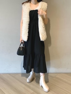 「お呼ばれ」｜「アイテム（ブーツ）」を使った、マジェスティックレゴンアミュプラザ鹿児島店スタッフさん（レディース・165cm）の夏コーディネート