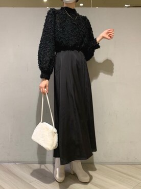 「お呼ばれ」｜「アイテム（ブーツ）」を使った、マジェスティックレゴンアミュプラザ鹿児島店スタッフさん（レディース・165cm）の秋コーディネート