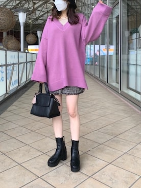 「ショーパン」｜「アイテム（帽子）」を使った、マジェスティックレゴンアミュプラザ鹿児島店スタッフさん（レディース・165cm）の秋コーディネート
