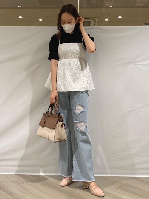 リボンペプラムジャカードキャミブラウス セール】ジャカードペプラムキャミブラウス（シャツ/ブラウス