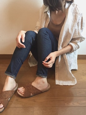 「Ungrid（アングリッド）のウォッシュワッフルタンクトップ（タンクトップ）」を使った、momori▽▲さん（レディース・156cm）の夏コーディネート