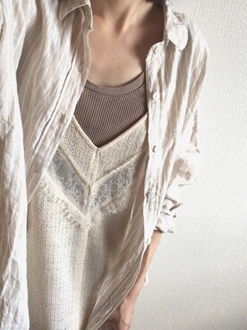 「Ungrid（アングリッド）のウォッシュワッフルタンクトップ（タンクトップ）」を使った、momori▽▲さん（レディース・156cm）の夏コーディネート