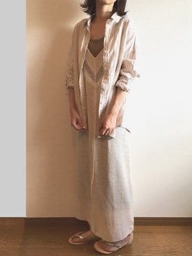 「Ungrid（アングリッド）のウォッシュワッフルタンクトップ（タンクトップ）」を使った、momori▽▲さん（レディース・156cm）の夏コーディネート