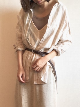 「Ungrid（アングリッド）のウォッシュワッフルタンクトップ（タンクトップ）」を使った、momori▽▲さん（レディース・156cm）の夏コーディネート