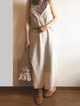 「Ungrid（アングリッド）のウォッシュワッフルタンクトップ（タンクトップ）」を使った、momori▽▲さん（レディース・156cm）の夏コーディネート