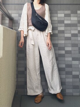 「Ungrid（アングリッド）のウォッシュワッフルタンクトップ（タンクトップ）」を使った、momori▽▲さん（レディース・156cm）の夏コーディネート