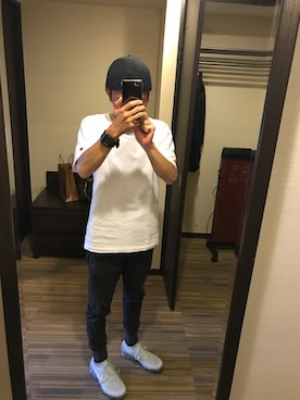 「Champion（チャンピオン）のアイテム（Tシャツ/カットソー、ホワイト系）」を使った、ハコタロウさん（メンズ・164cm）の春コーディネート