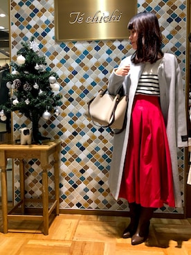 「赤スカート」｜「アイテム（その他アウター）」を使った、Te chichi　セレオ八王子店さん（レディース・154cm）の冬コーディネート