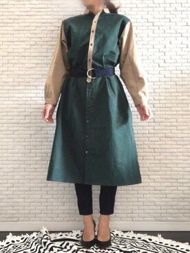 「handmade」｜「アイテム（シャツワンピース）」を使った、madokaさん（レディース・158cm）の冬コーディネート