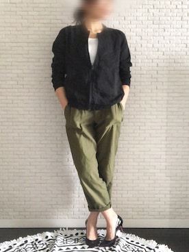 「Handmade（ハンドメイド）のアイテム（ブルゾン）」を使った、madokaさん（レディース・158cm）の春コーディネート