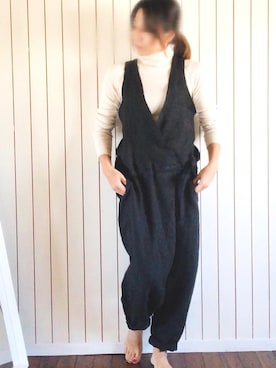 「Handmade（ハンドメイド）のアイテム（サロペット/オーバーオール）」を使った、madokaさん（レディース・158cm）の秋コーディネート