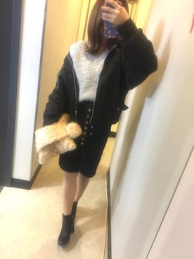 「ゆるニット」｜「アイテム（ブーティ）」を使った、r e e  ➹さん（レディース・158cm）の冬コーディネート