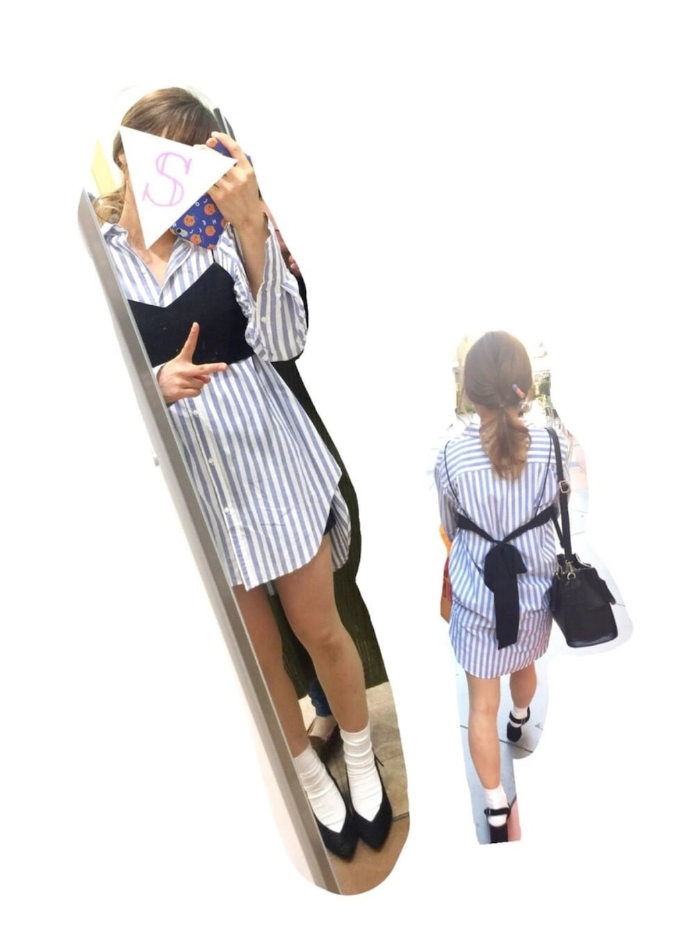 ブラック系のパンプス、ブラック系のキャミソール、ブラック系のトートバッグを着用したレディースの夏コーディネートの1枚目の写真