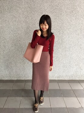 Coach コーチ のトートバッグ ピンク系 を使った人気ファッションコーディネート 季節 12月 2月 Wear