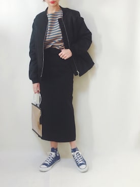 「Levi's（リーバイス）のアイテム（MA-1）」を使った、TOMOKAさん（レディース・162cm）の冬コーディネート