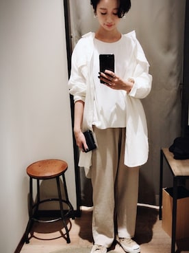 「niko and...（ニコアンド）のメンテンBIGBIG Ｔシャツ【niko and ...】（Tシャツ/カットソー）」を使った、TOMOKAさん（レディース・162cm）の秋コーディネート