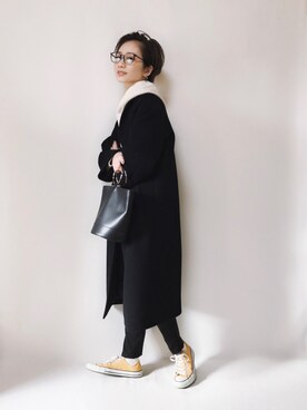 「ALLUMER（アリュメール）のアイテム（パーカー）」を使った、TOMOKAさん（レディース・162cm）の冬コーディネート
