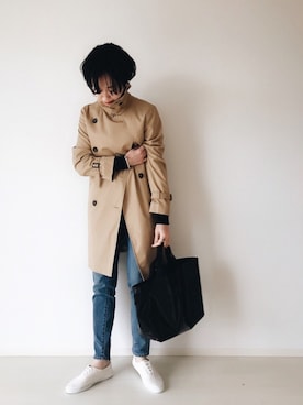 「Herve Chapelier（エルベシャプリエ）のアイテム」を使った、TOMOKAさん（レディース・162cm）の冬コーディネート