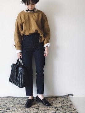 「THE SHINZONE（ザ　シンゾーン）のIVY JEANS（デニムパンツ）」を使った、TOMOKAさん（レディース・162cm）の冬コーディネート