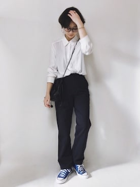 「AZUL ENCANTO（アズールエンカント）のアイテム（シャツ/ブラウス）」を使った、TOMOKAさん（レディース・162cm）の冬コーディネート