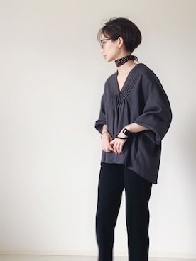 「AZUL ENCANTO（アズールエンカント）のアイテム（シャツ/ブラウス）」を使った、TOMOKAさん（レディース・163cm）の夏コーディネート