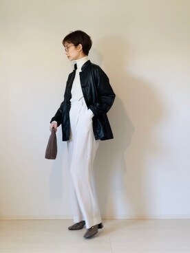 「6（ロク）の＜6(ROKU)＞GEORGETTE HIGH WAIST PANTS/パンツ ◆（その他パンツ）」を使った、TOMOKAさん（レディース・162cm）の秋コーディネート