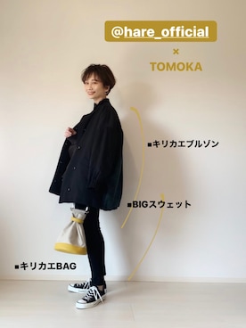 「HARE（ハレ）のアイテム（ブルゾン）」を使った、TOMOKAさん（レディース・162cm）の秋コーディネート