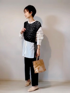 「A.M.S.（エーエムエス）のアイテム（バッグ）」を使った、TOMOKAさん（レディース・162cm）の冬コーディネート