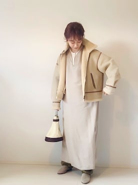 「SLOBE citron.（スローブシトロン）のアイテム（ブルゾン）」を使った、TOMOKAさん（レディース・162cm）の冬コーディネート
