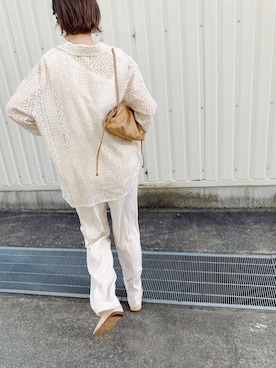 「6（ロク）の＜6(ROKU)＞GEORGETTE HIGH WAIST PANTS/パンツ ◆（その他パンツ）」を使った、TOMOKAさん（レディース・162cm）の春コーディネート