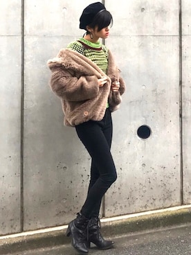 「スキニ」｜moe さん（レディース・164cm）の冬コーディネート