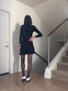 「American Apparel（アメリカンアパレル）のアイテム（タイツ/ストッキング）」を使った、Corinna さん（レディース・173cm）の冬コーディネート