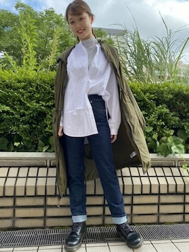 「白シャツ×デニム」｜「アイテム（その他アウター）」を使った、GapJapanさん（レディース・164cm）の秋コーディネート