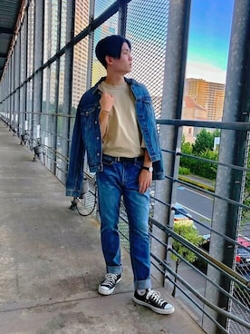 「スリムテーパード」｜GapJapanさん（メンズ・173cm）の秋コーディネート