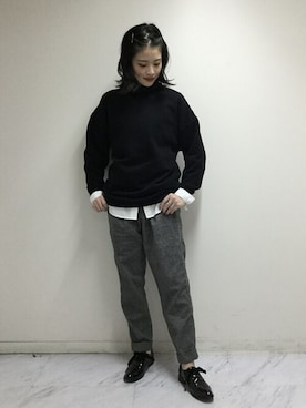 「ビッグシャツ」｜「アイテム（スウェット）」を使った、GapJapanさん（レディース・162cm）の秋コーディネート