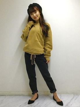 「マムジーンズ」｜「アイテム（ハンチング/ベレー帽）」を使った、GapJapanさん（レディース・150cm）の秋コーディネート