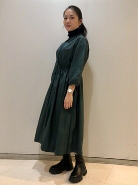 ワンピース ドレスを使った 深緑 の人気ファッションコーディネート ユーザー ショップスタッフ Wear