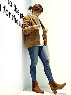 「GAP（ギャップ）のアイテム（ブルゾン）」を使った、GapJapanさん（レディース・162cm）の冬コーディネート