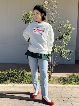 「スウェットコーデ」｜「アイテム（ハンチング/ベレー帽）」を使った、GapJapanさん（レディース・157cm）の冬コーディネート