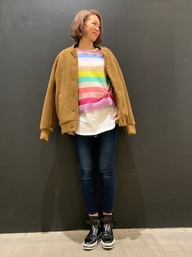 「GAP（ギャップ）のアイテム（ブルゾン）」を使った、GapJapanさん（レディース・162cm）の冬コーディネート