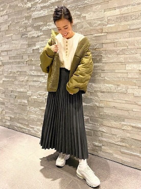 「GAP（ギャップ）のアイテム（ブルゾン）」を使った、GapJapanさん（レディース・160cm）の冬コーディネート