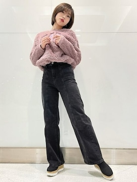 「くすみピンク」｜「アイテム（スウェット）」を使った、GapJapanさん（レディース・158cm）の冬コーディネート