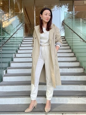 「GAP（ギャップ）のアイテム（トレンチコート）」を使った、GapJapanさん（レディース・162cm）の冬コーディネート