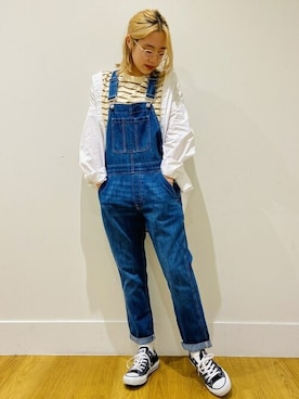 「GAP（ギャップ）のアイテム（サロペット/オーバーオール）」を使った、GapJapanさん（レディース・158cm）の春コーディネート